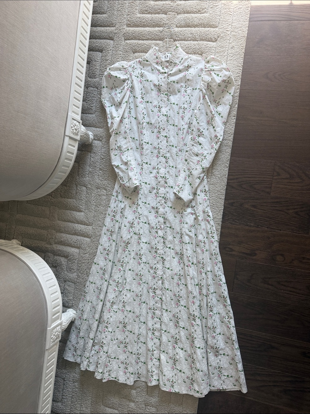 Philosophy di Lorenzo Serafini White Maxi Dress with Pink & Green Floral Print